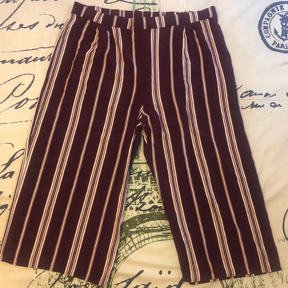 Brown/Burgundy Vertical Striped Boho Pants
